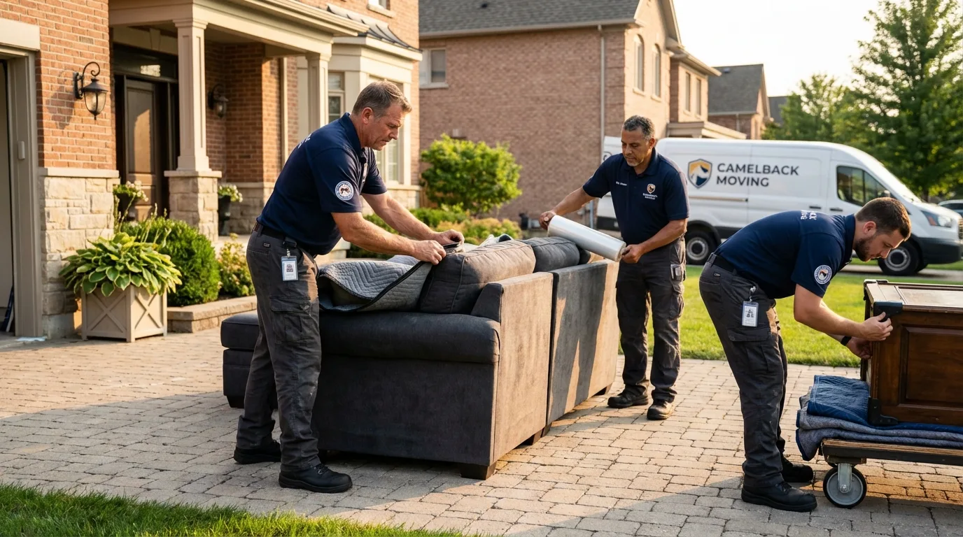 Large estate moving crew wrapping furniture in Montrose, MI